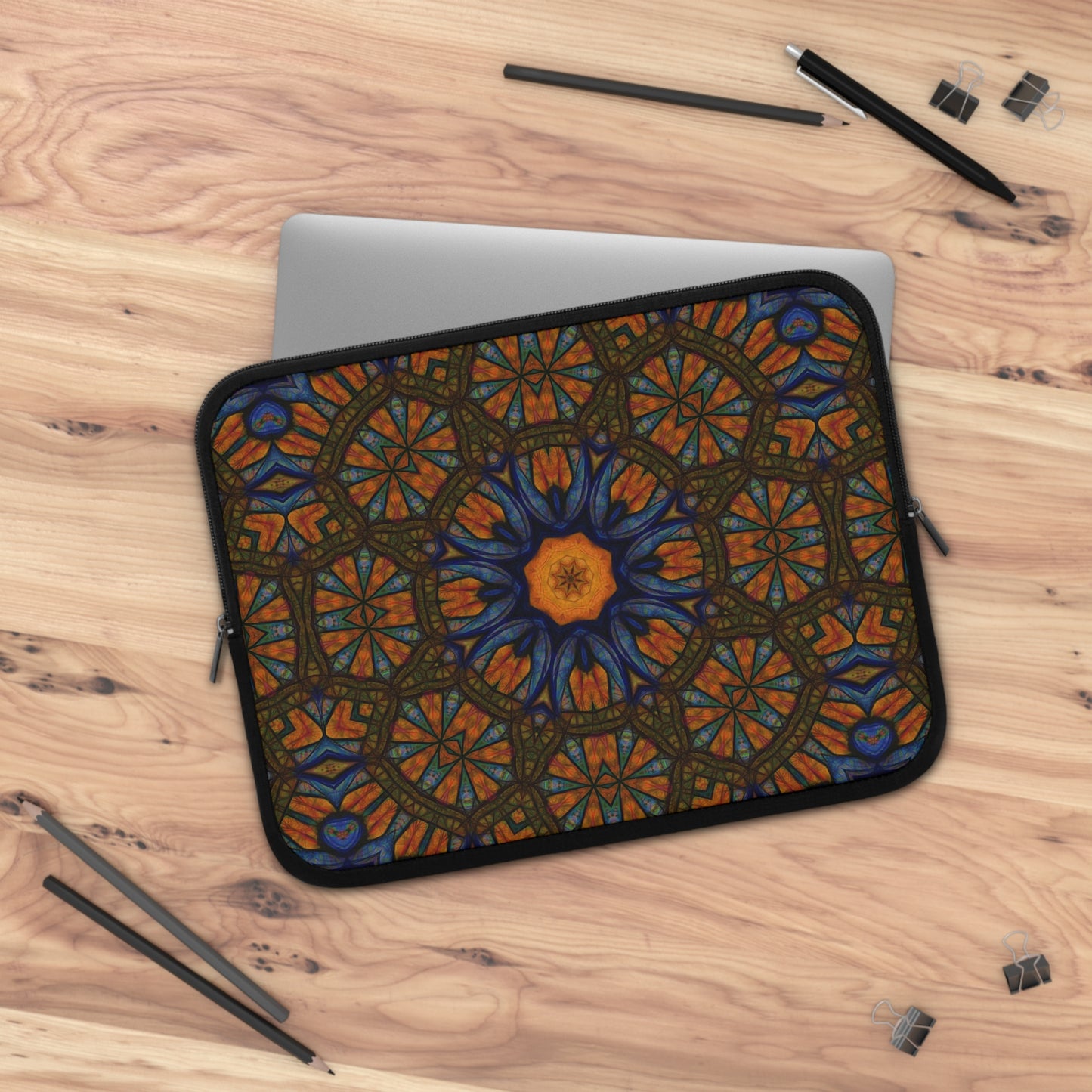 Blue Orange Sketchy Kaleidoscope Laptop Sleeve