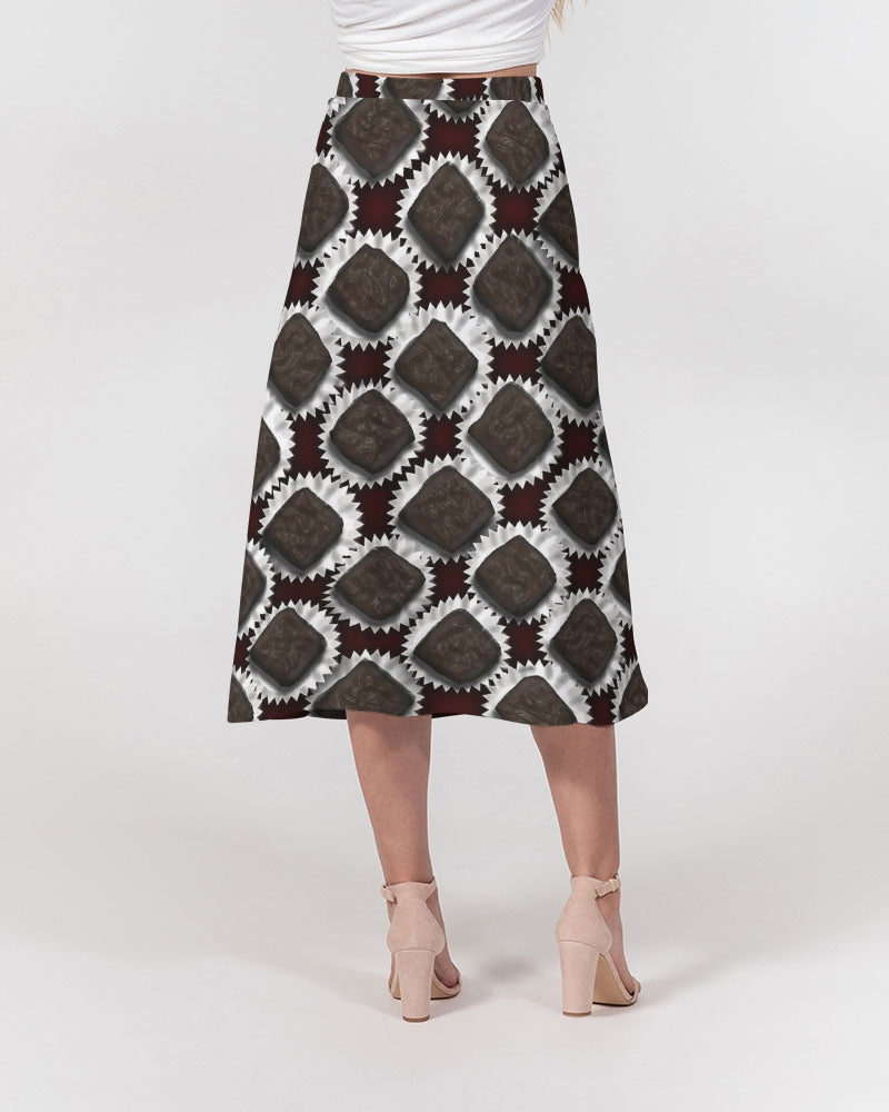 Box of Chocolates Women's All-Over Print A-Line Midi Skirt