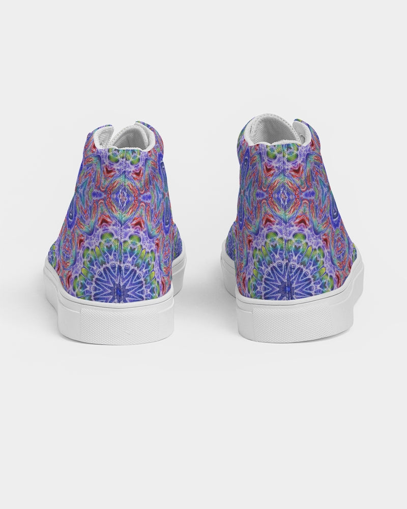 Blue Red Kaleidoscope Women's Hightop Canvas Shoe