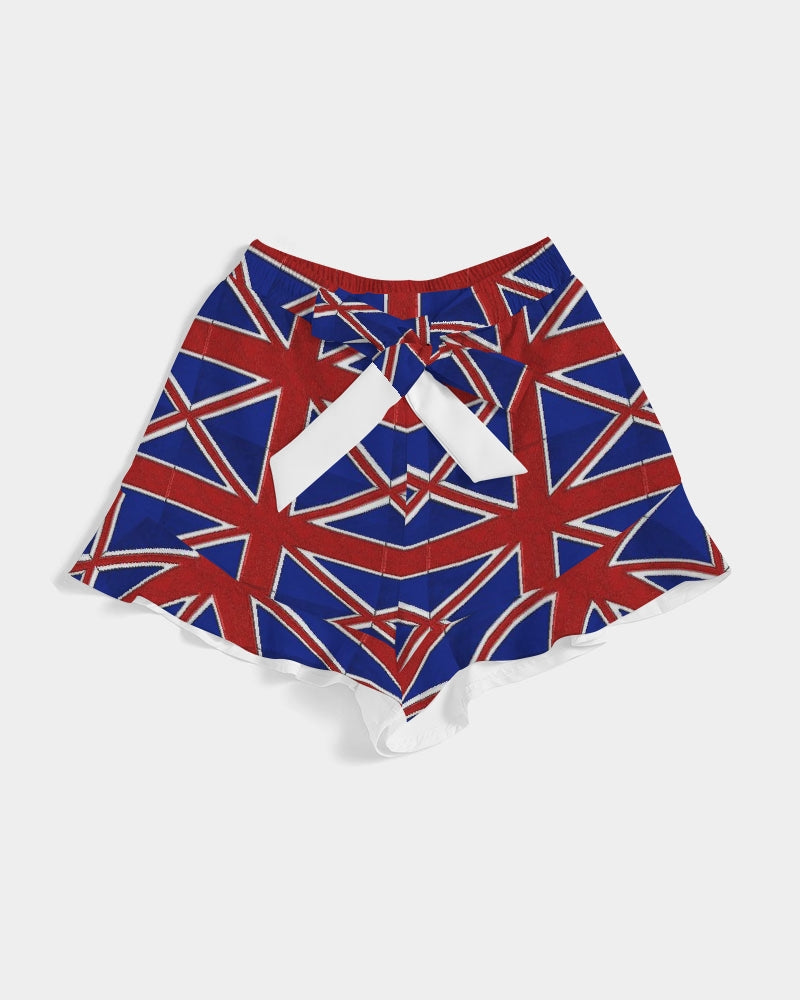 British Flag Pattern Women's All-Over Print Ruffle Shorts