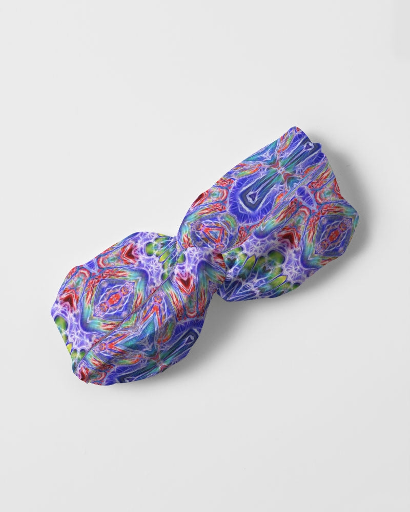 Blue Red Kaleidoscope Twist Knot Headband Set