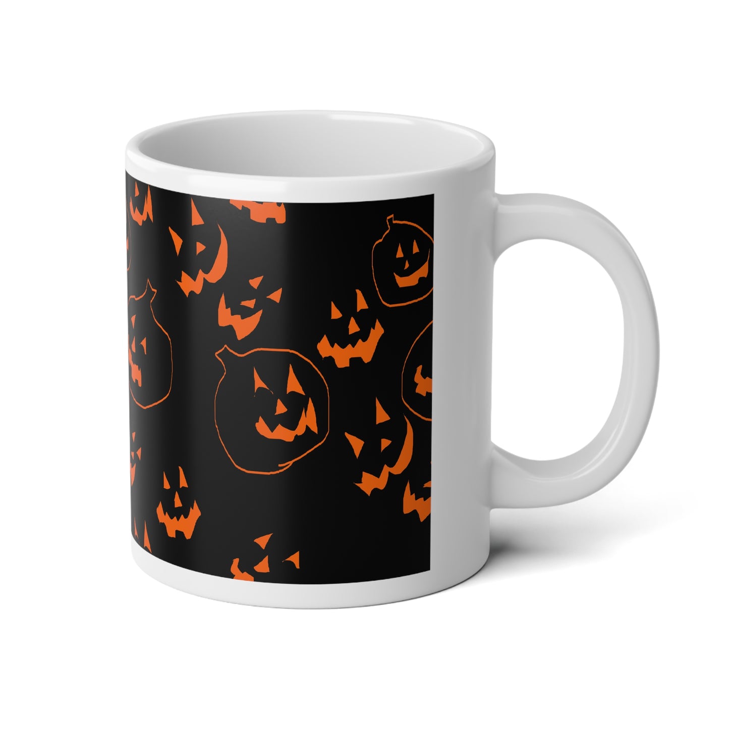 Jack O Lanterns Jumbo Mug with Pumpkins, Spooky Coffee Cup, 20oz Trick or Treat Mug, Unique Halloween Gift, Autumn Drinkware