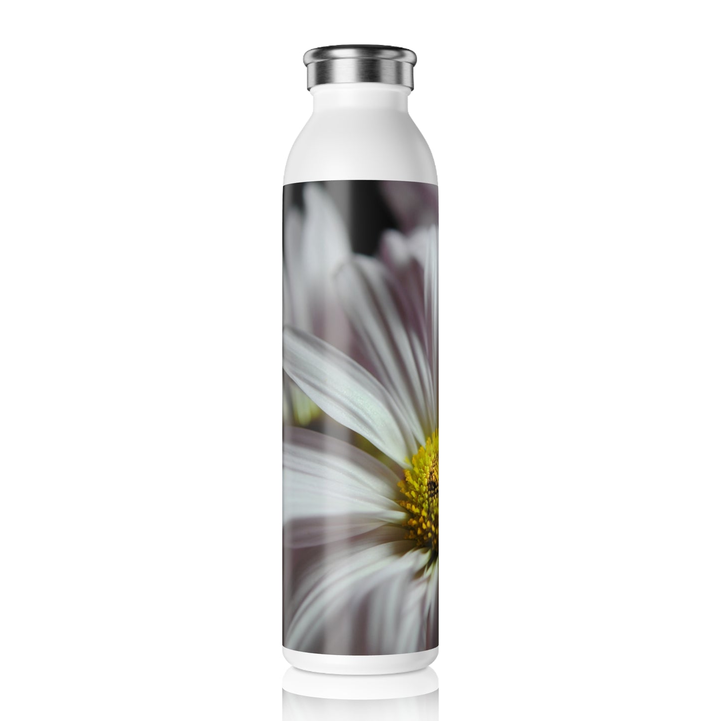 Light Lavender Daisies Slim Water Bottle, Eco-Friendly Drink Bottle, Travel Water Flask, Gift for Nature Lovers, Yoga Accessory