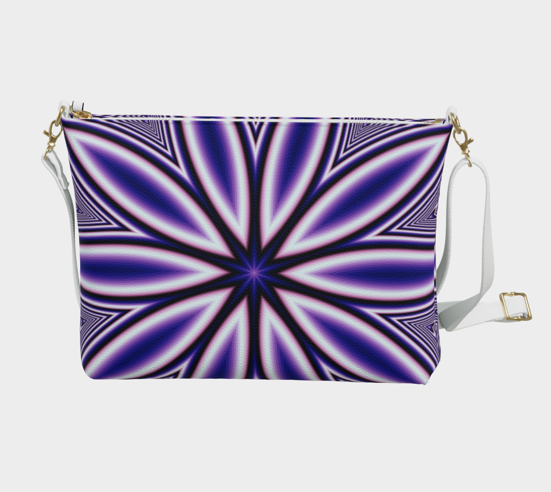 Blue Fractal Flower Vegan Crossbody Purse
