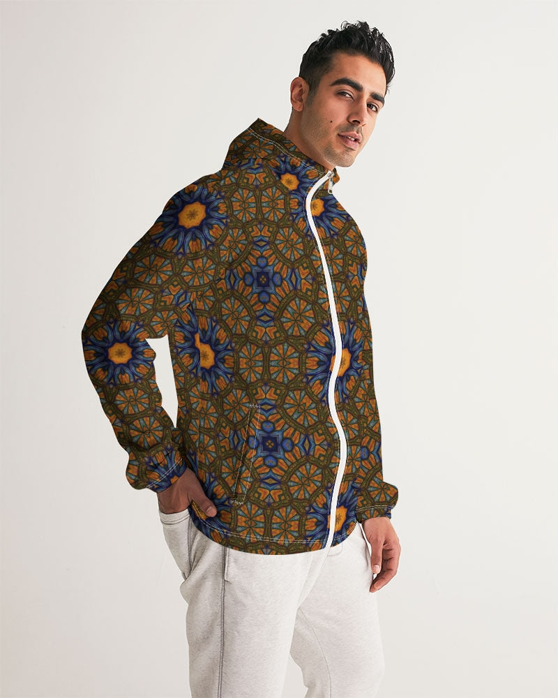 Blue and Yellow Sketch Kaleidoscope Men's All-Over Print Windbreaker