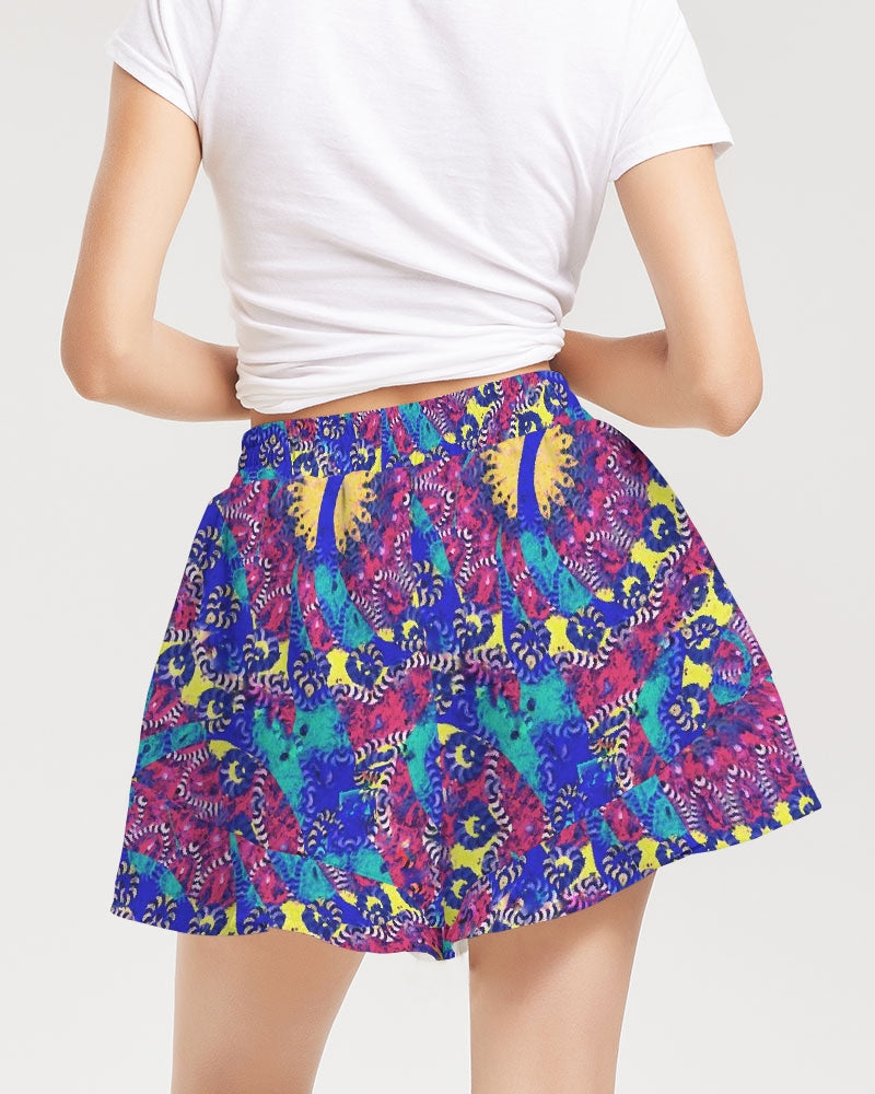 Caribbean Grafitti Women's All-Over Print Ruffle Shorts