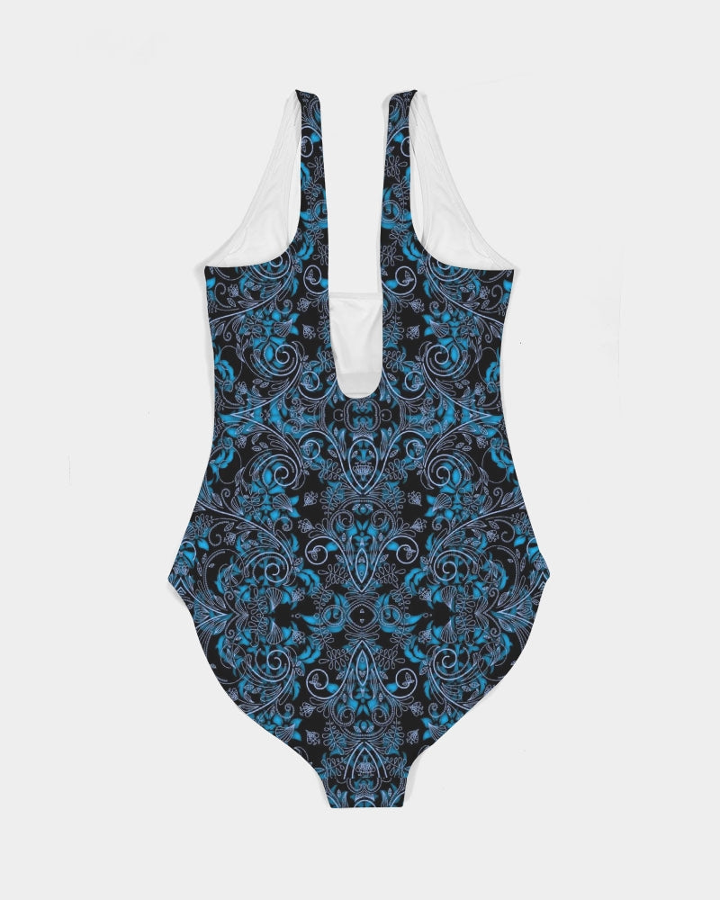 Blue Vines and Lace Women's All-Over Print One-Piece Swimsuit