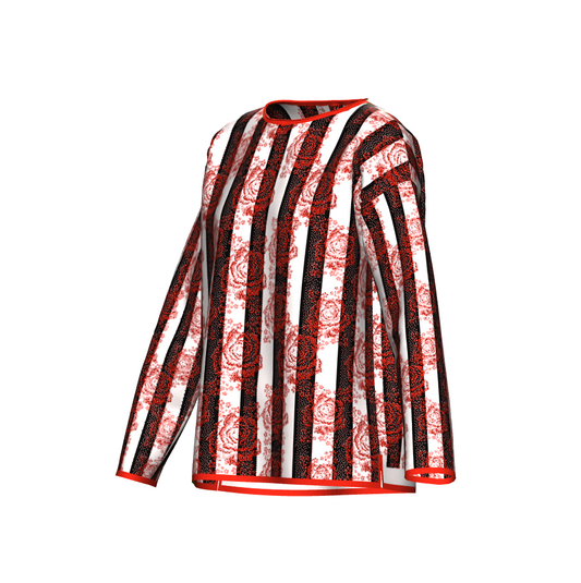 Striped Roses Pattern Sweater