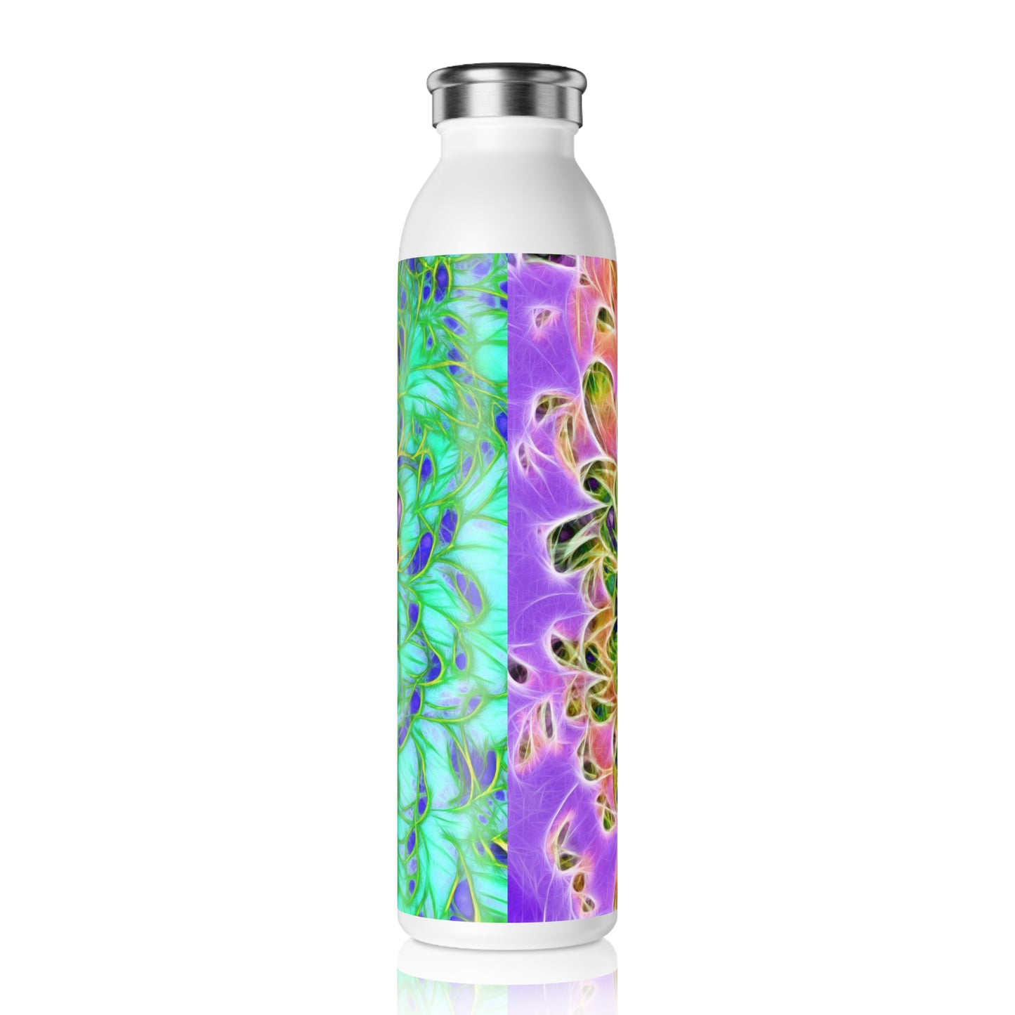 Vibrant Floral Slim Water Bottle, Eco-Friendly Drinkware, Outdoor Sports Bottle, Gift for Mom, Motivational Hydration