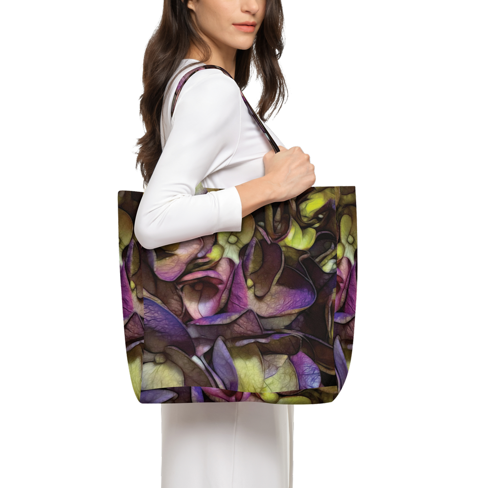 October Flowers 4 Large City Tote Bag Lined with Inside Pocket – Linen Like Fabric