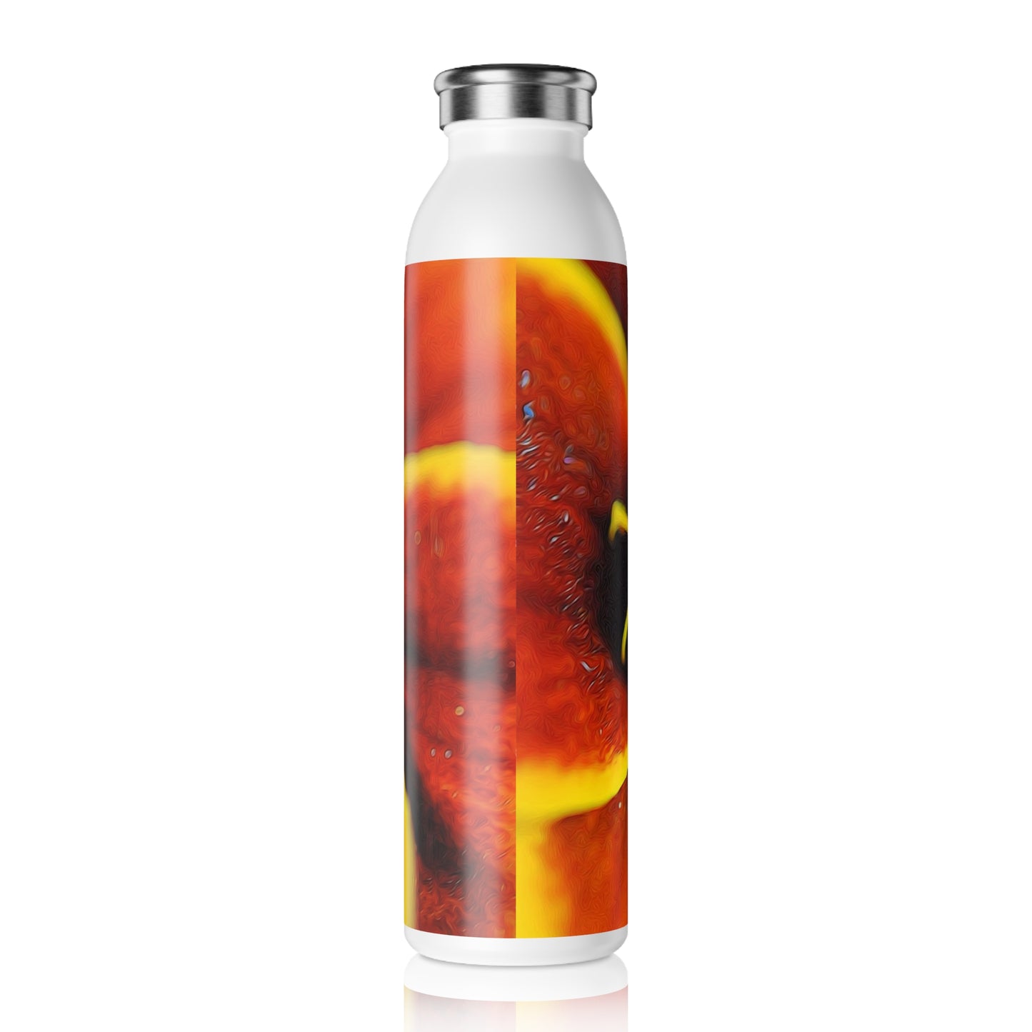 Marigold Center Slim Water Bottle - Floral Design, Eco-Friendly Hydration, Perfect for Yoga, Travel, Ergonomic Sipper, Sustainable Gift