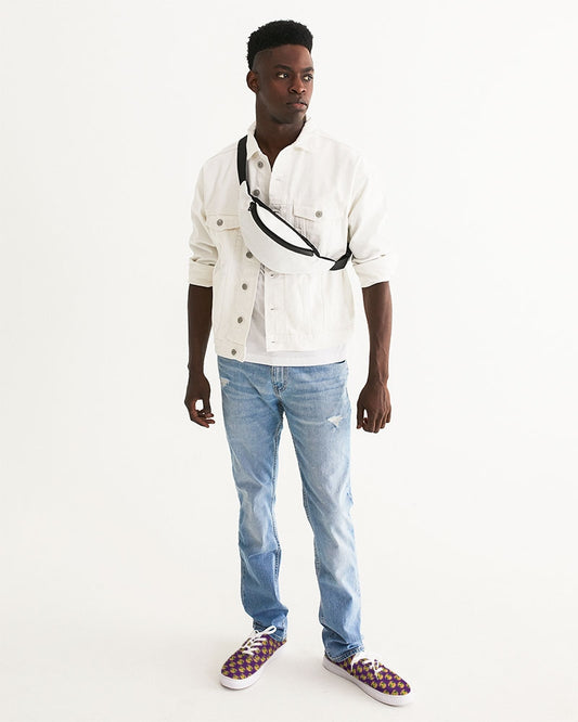 Cheeseburger Pattern Men's Lace Up Canvas Shoe