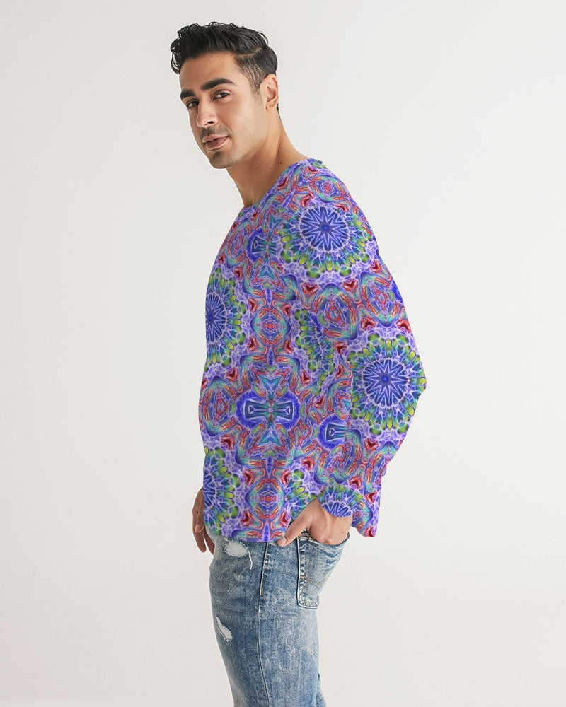 Blue Red Kaleidoscope Men's All-Over Print Long Sleeve Tee