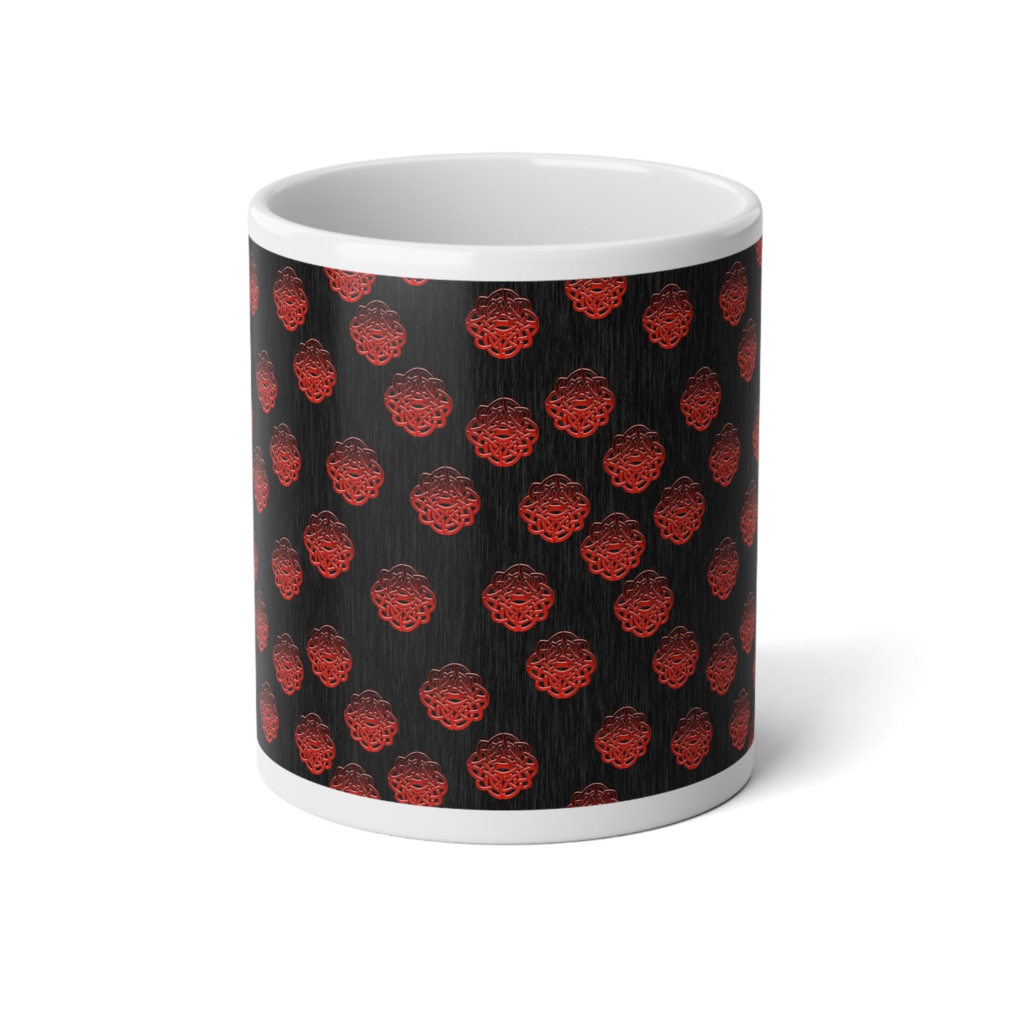Red Glass Celtic Knot On Gray Jumbo Mug - 20oz Coffee Cup