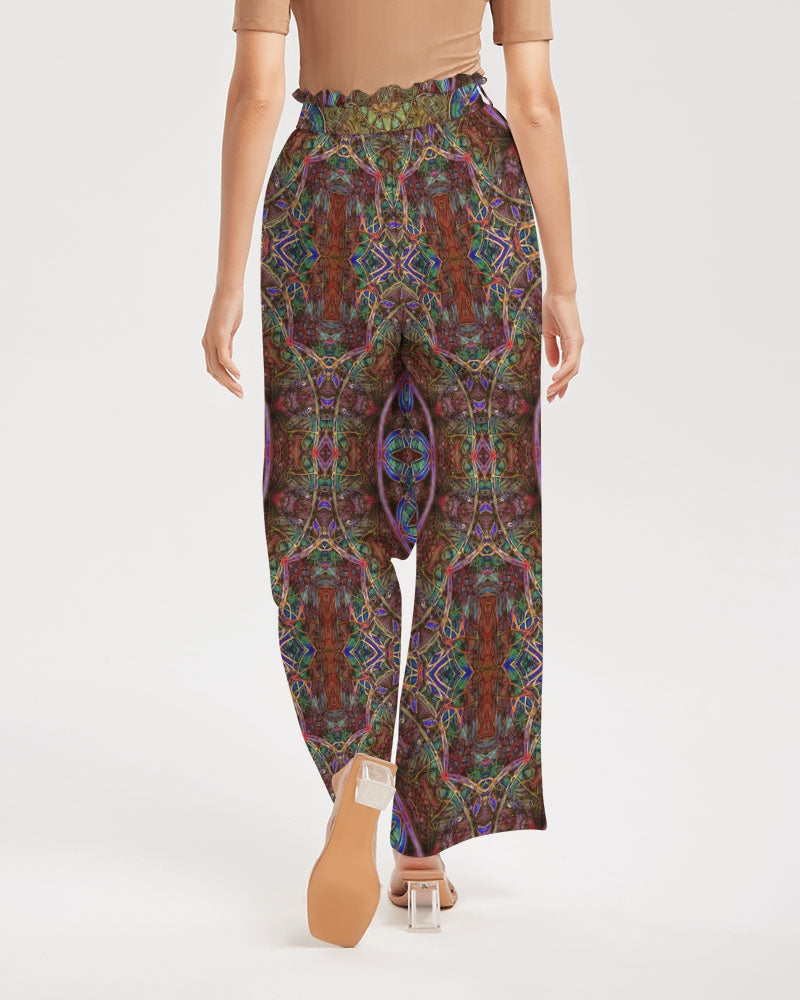 Blue Pink Windy Kaleidoscope Women's All-Over Print High-Rise Wide Leg Pants