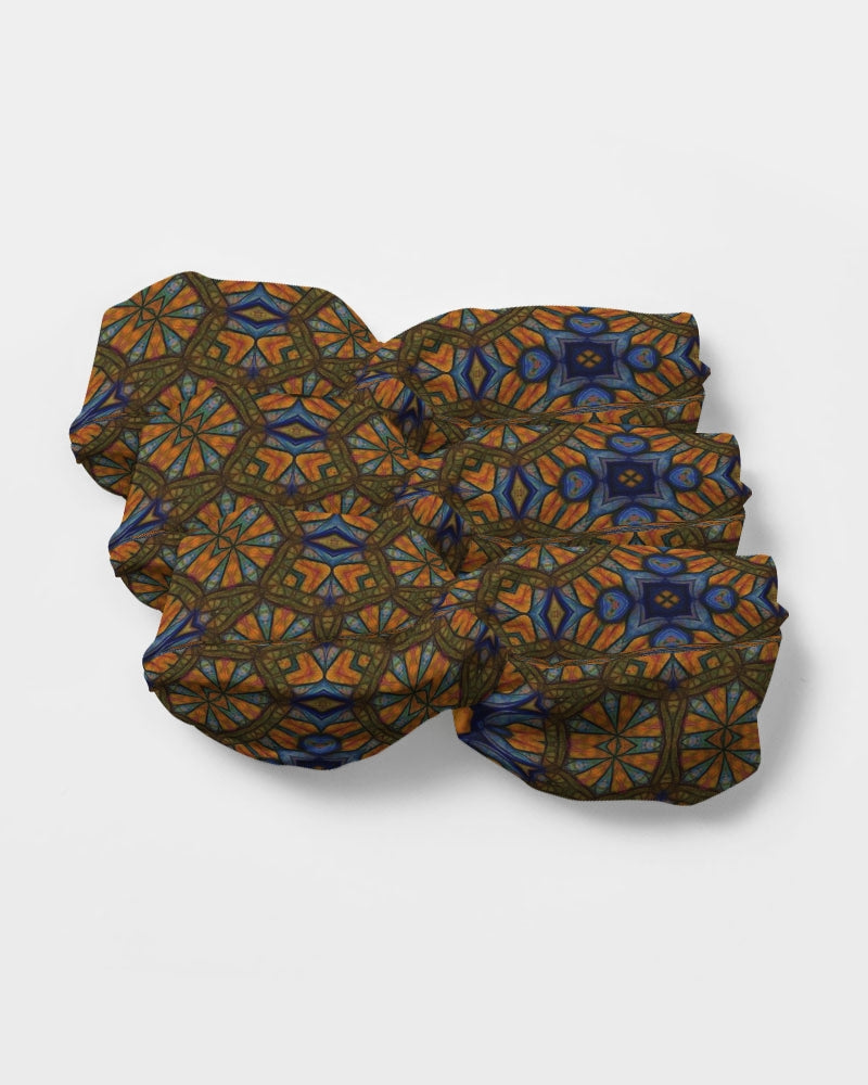 Blue and Yellow Sketch Kaleidoscope Twist Knot Headband Set