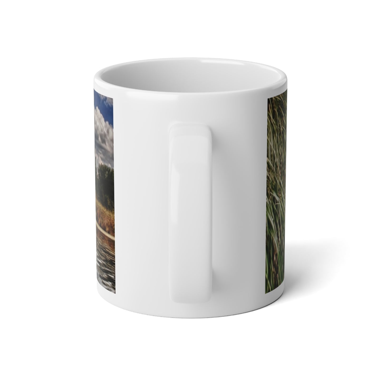 Reeds Along a Campground Lake Jumbo Mug for Coffee Lovers, 20oz Large Coffee Cup, Gift for Gardeners, Outdoor Decor, Eco-Friendly Drinkware