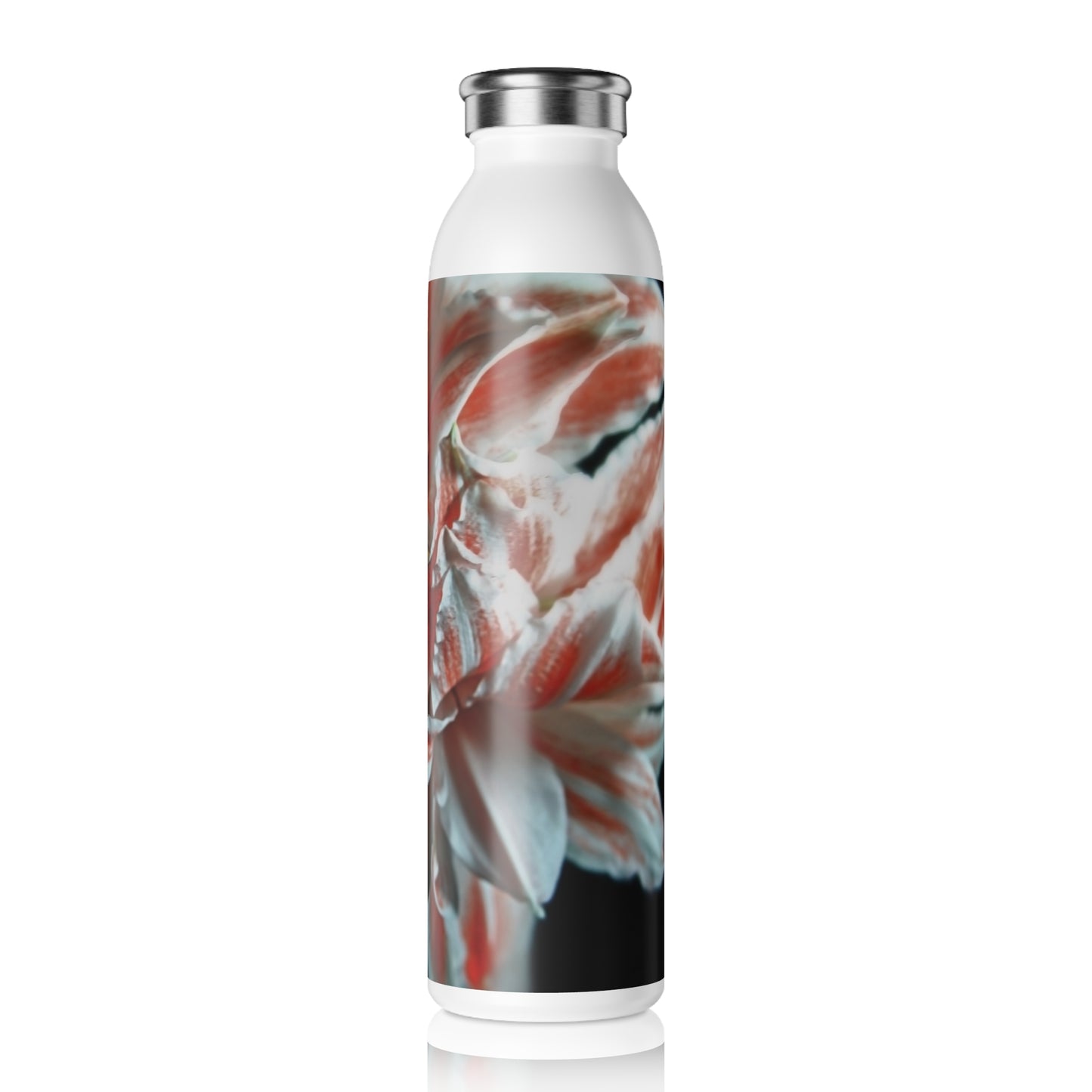 Amaryllis Portrait Stylish Slim Water Bottle with Floral Design, Insulated Drink Container, Eco-Friendly Gift, Fitness Hydration, Summer Essentials