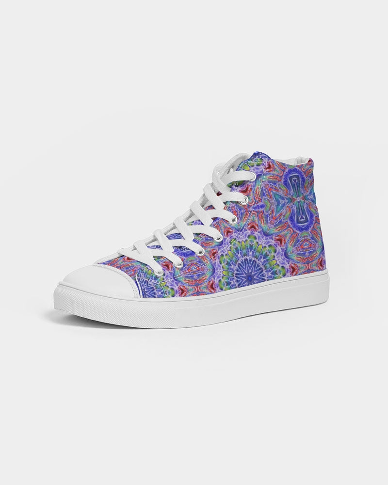 Blue Red Kaleidoscope Women's Hightop Canvas Shoe