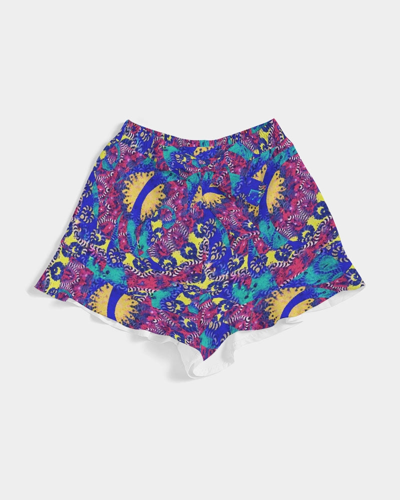 Caribbean Grafitti Women's All-Over Print Ruffle Shorts
