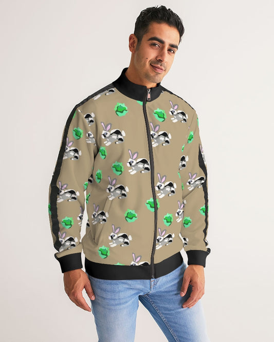 Bunnies Pattern Men's All-Over Print Stripe Sleeve Track Jacket