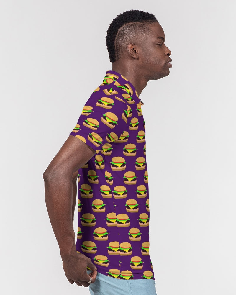 Cheeseburger Pattern Men's All-Over Print Slim Fit Short Sleeve Polo