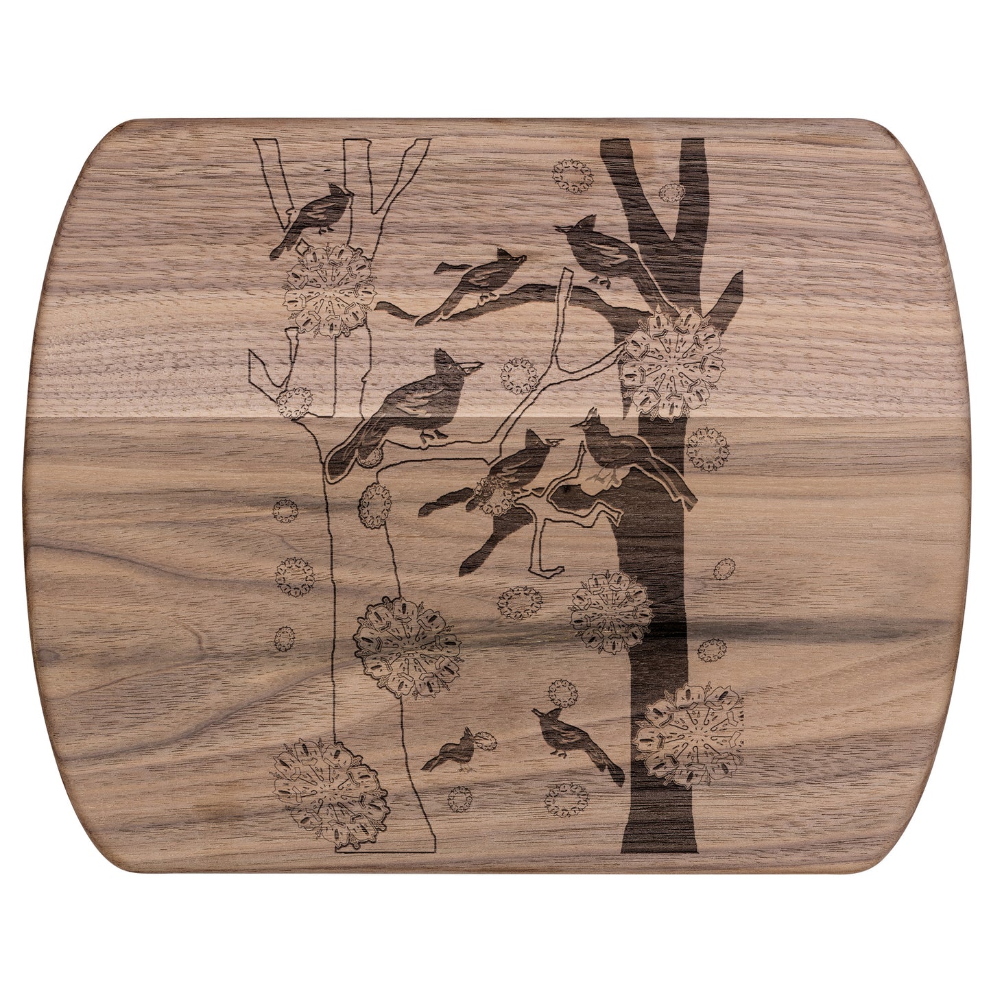 Cardinals In The Winter Snow Oval Cutting Board