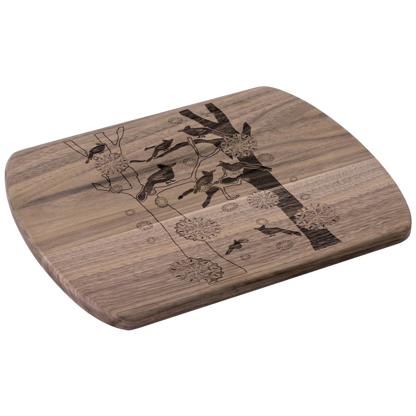 Cardinals In The Winter Snow Oval Cutting Board