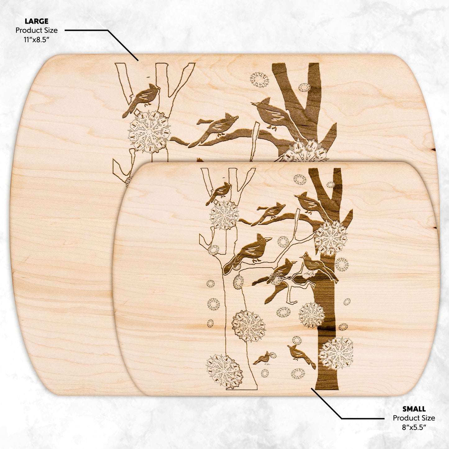Cardinals In The Winter Snow Oval Cutting Board