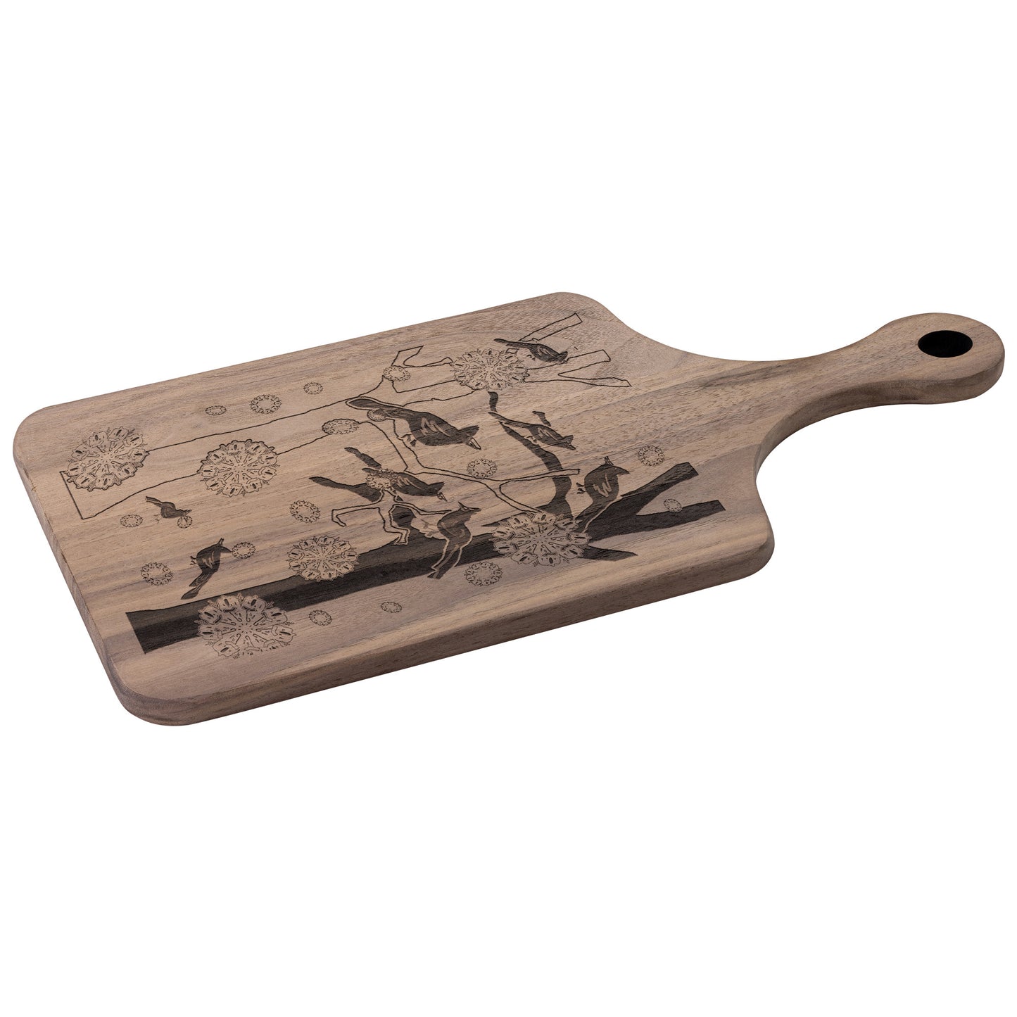 Cardinals In The Winter Snow Paddle Cutting Board