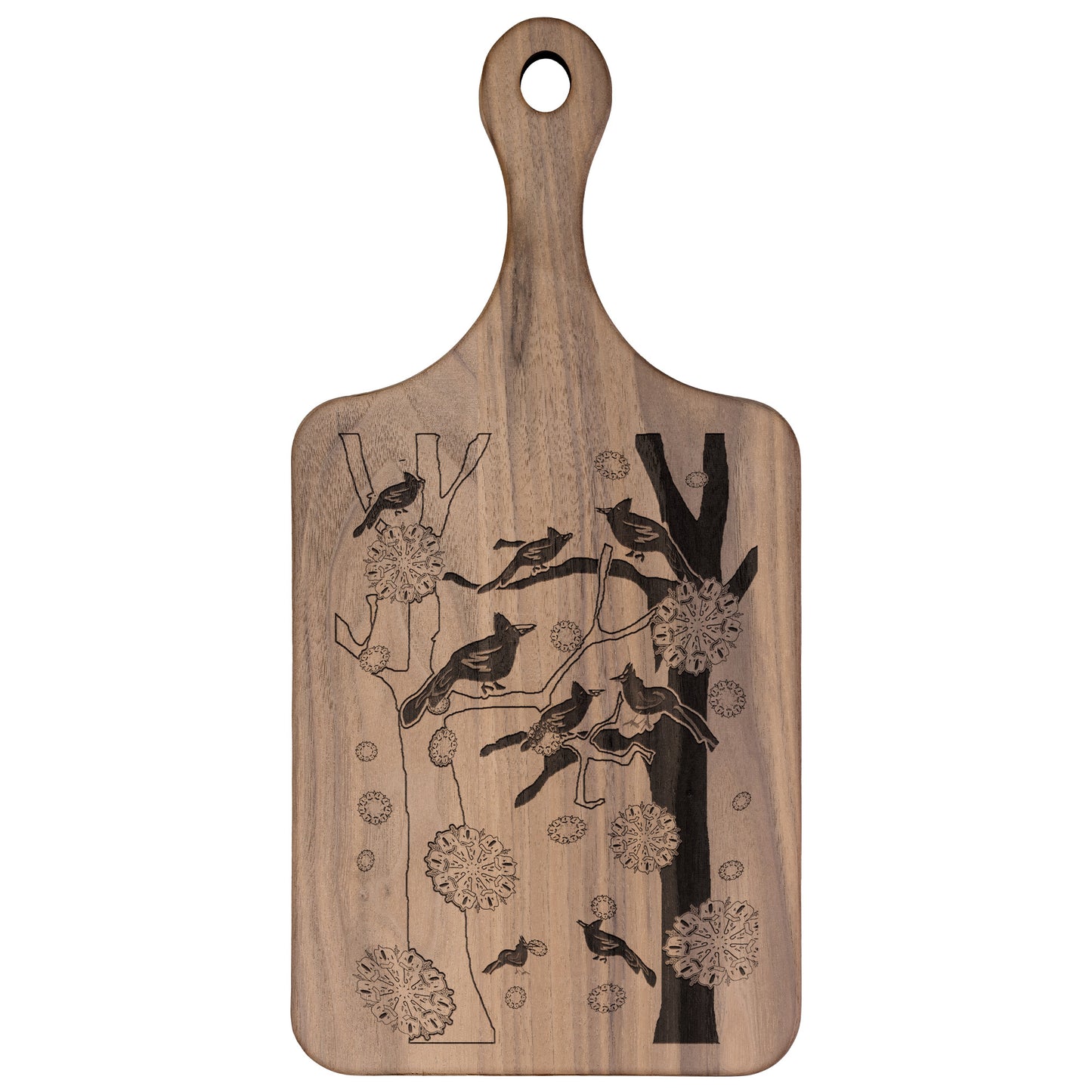 Cardinals In The Winter Snow Paddle Cutting Board