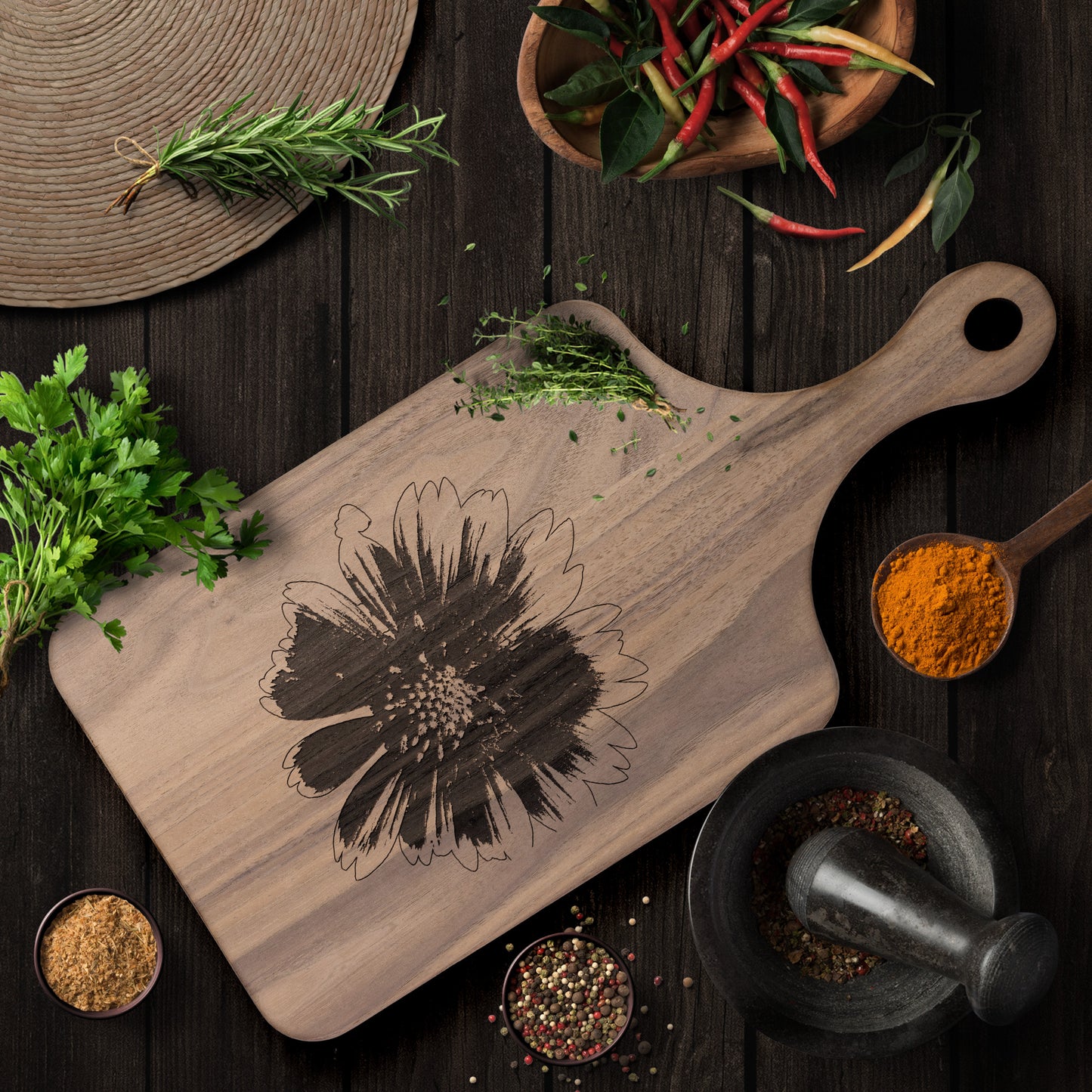 Gaillardia Wooden Paddle Cutting Board