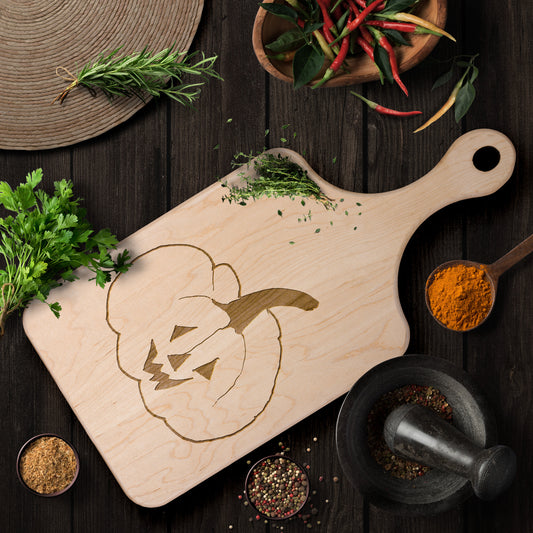 Jack O Lantern Hardwood Paddle Cutting Board