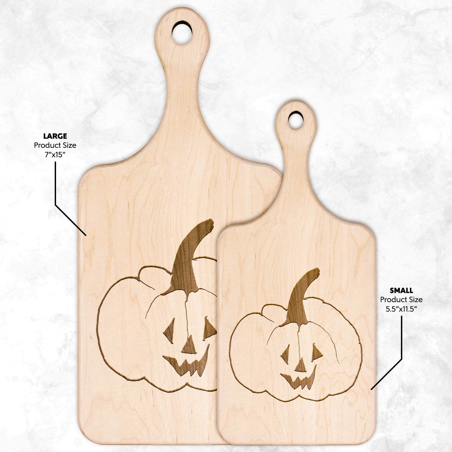 Jack O Lantern Hardwood Paddle Cutting Board