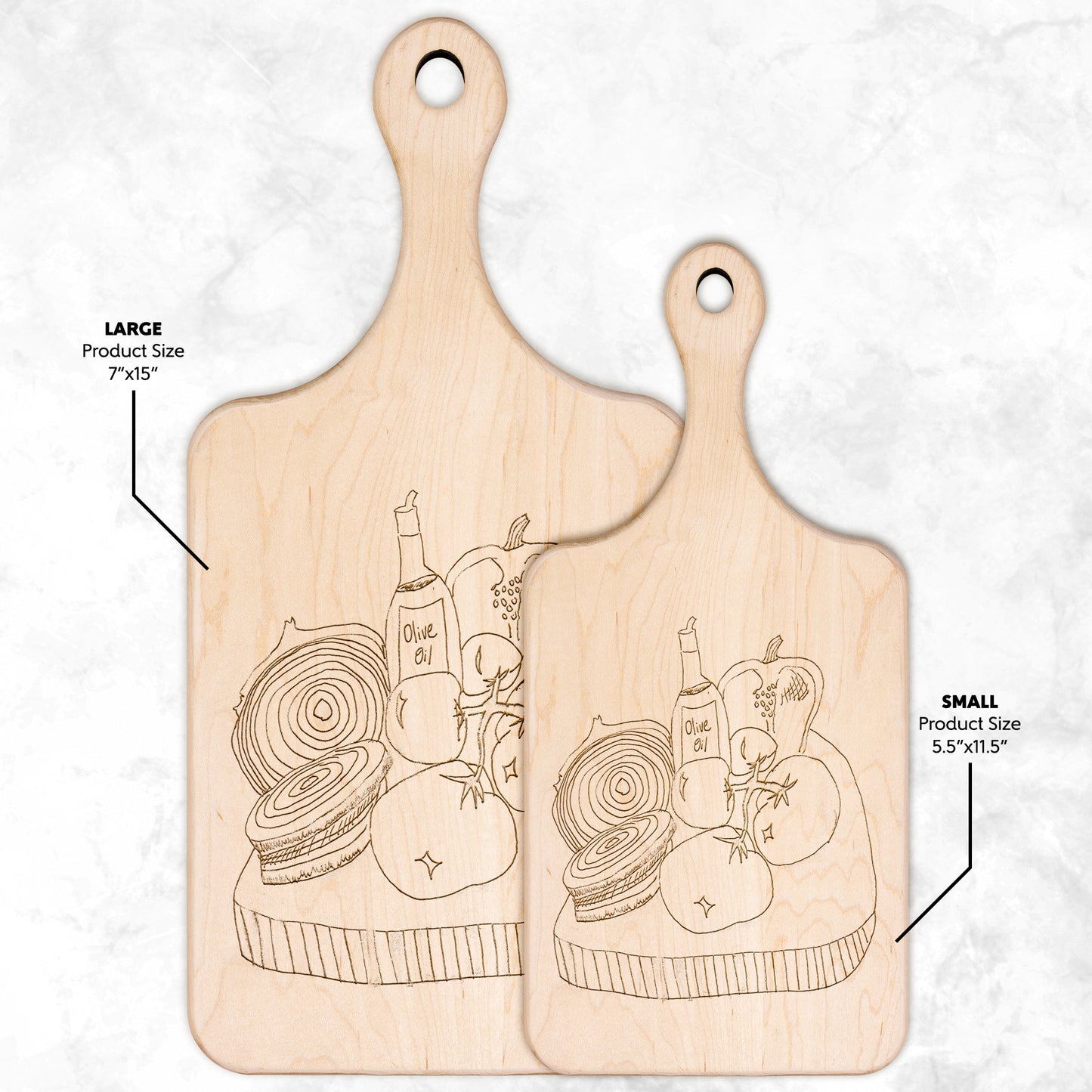 Olive Oil and Veg Board Paddle Cutting Board