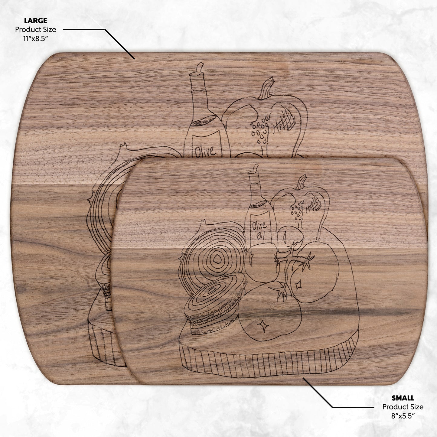 Olive Oil and Veg Tray Oval Hardwood Cutting Board
