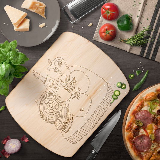 Olive Oil and Veg Tray Oval Hardwood Cutting Board