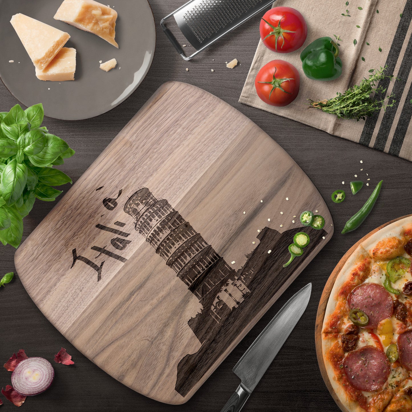 Pisa Italia Oval Hardwood Cutting Board