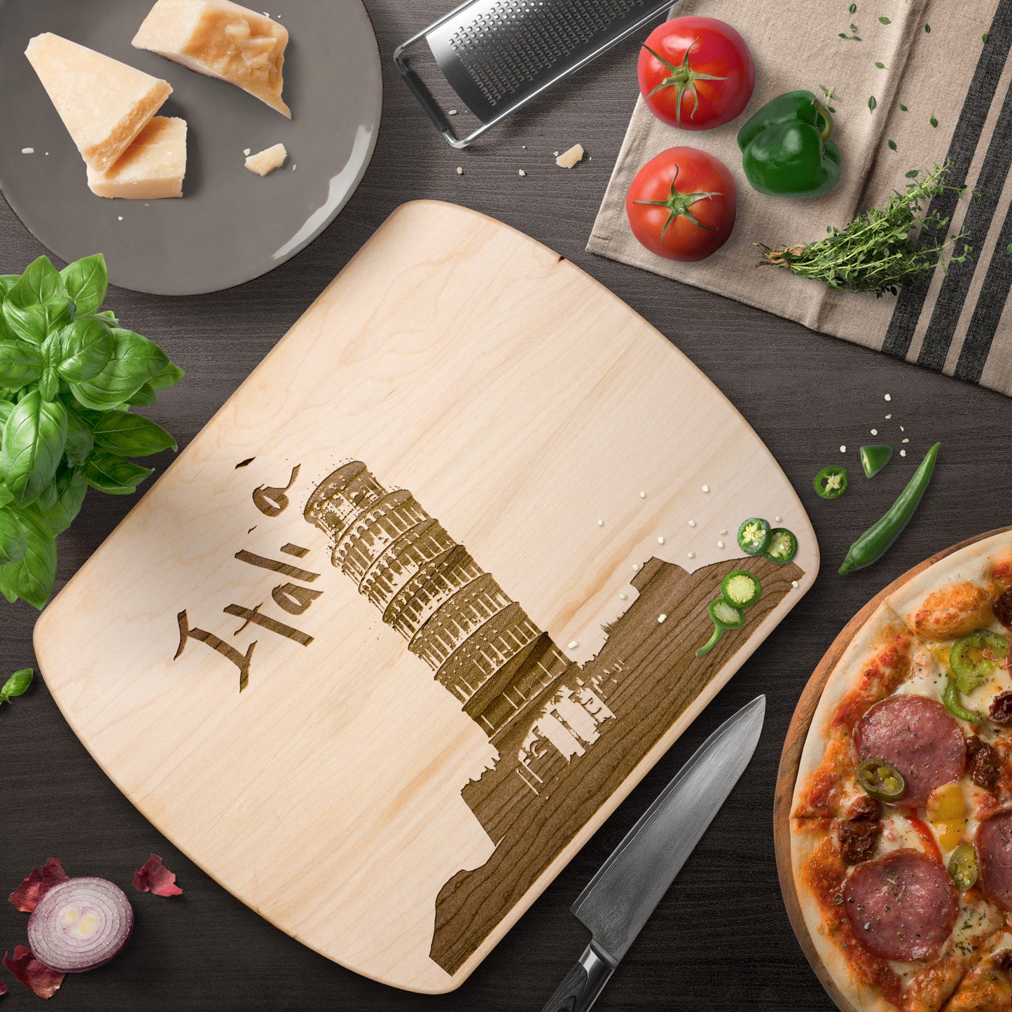 Pisa Italia Oval Hardwood Cutting Board