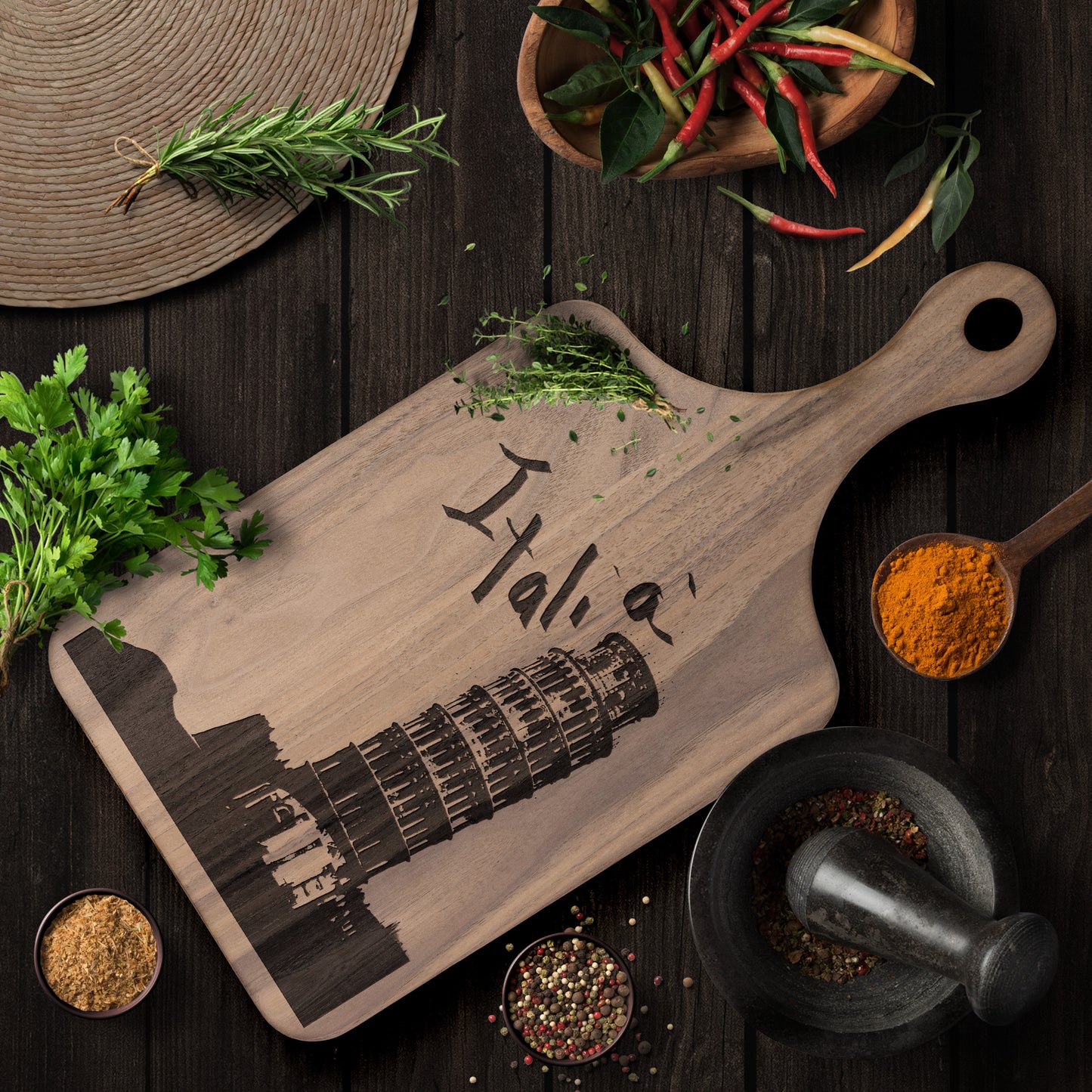 Pisa Italia Paddle Hardwood Cutting Board