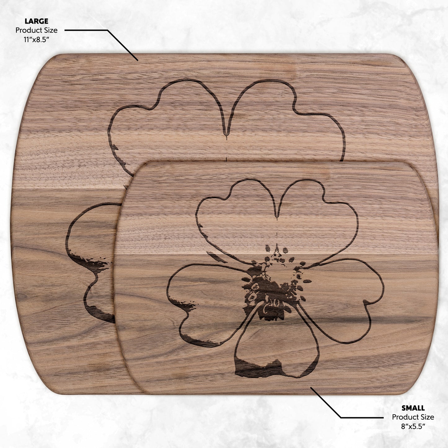 Wildflower Oval Hardwood Cutting Board