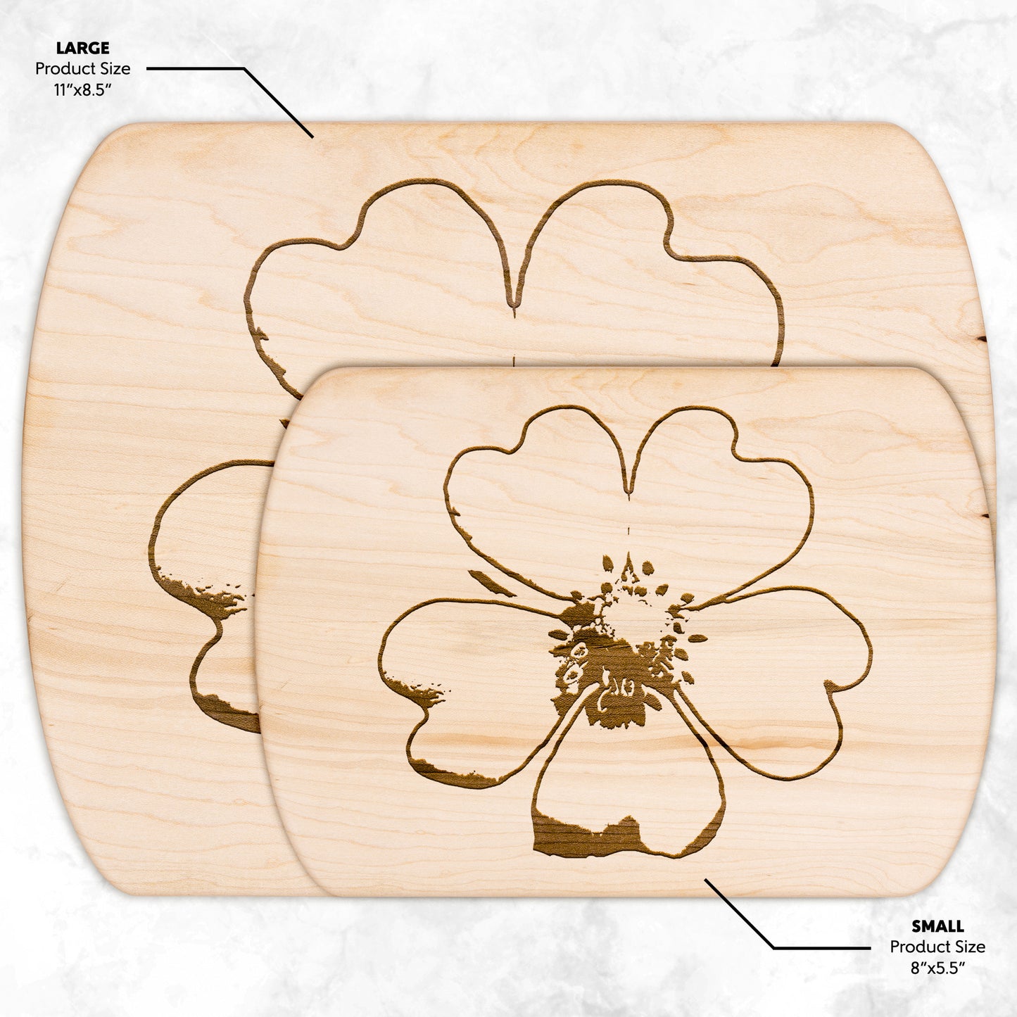 Wildflower Oval Hardwood Cutting Board