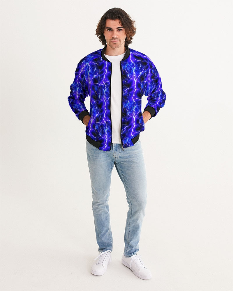 Blue Lightning Men's All-Over Print Bomber Jacket