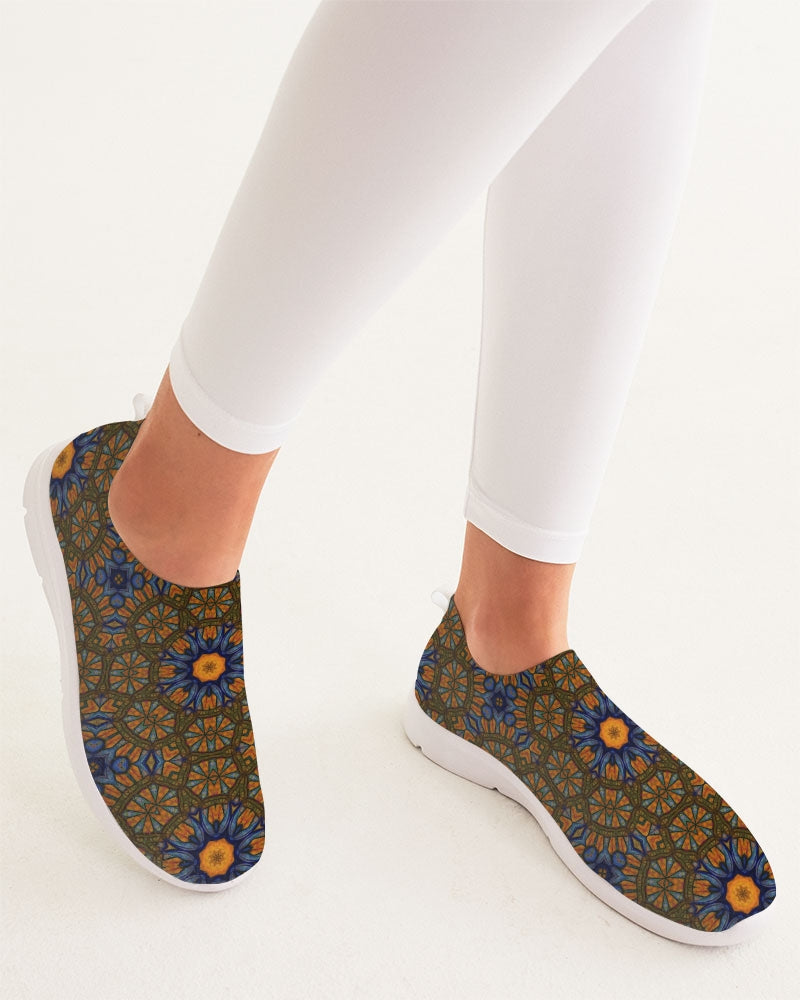 Blue and Yellow Sketch Kaleidoscope Women's Slip-On Flyknit Shoe