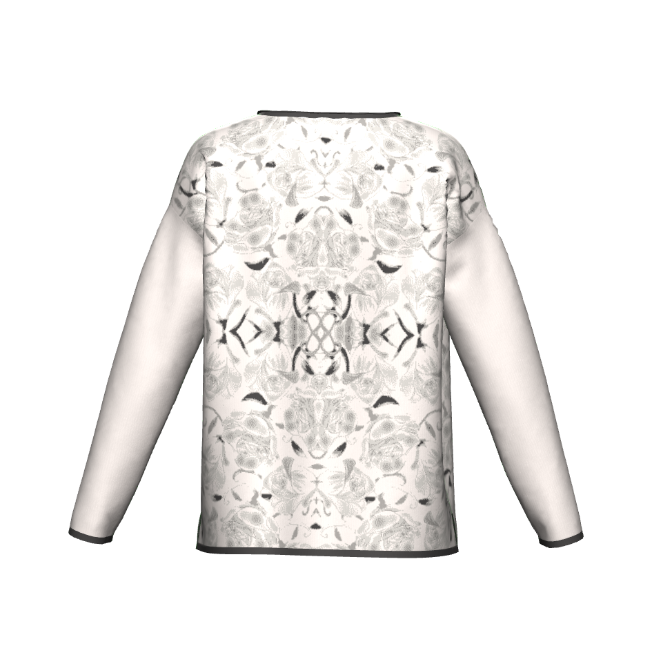 Gray Roses On White Sweater