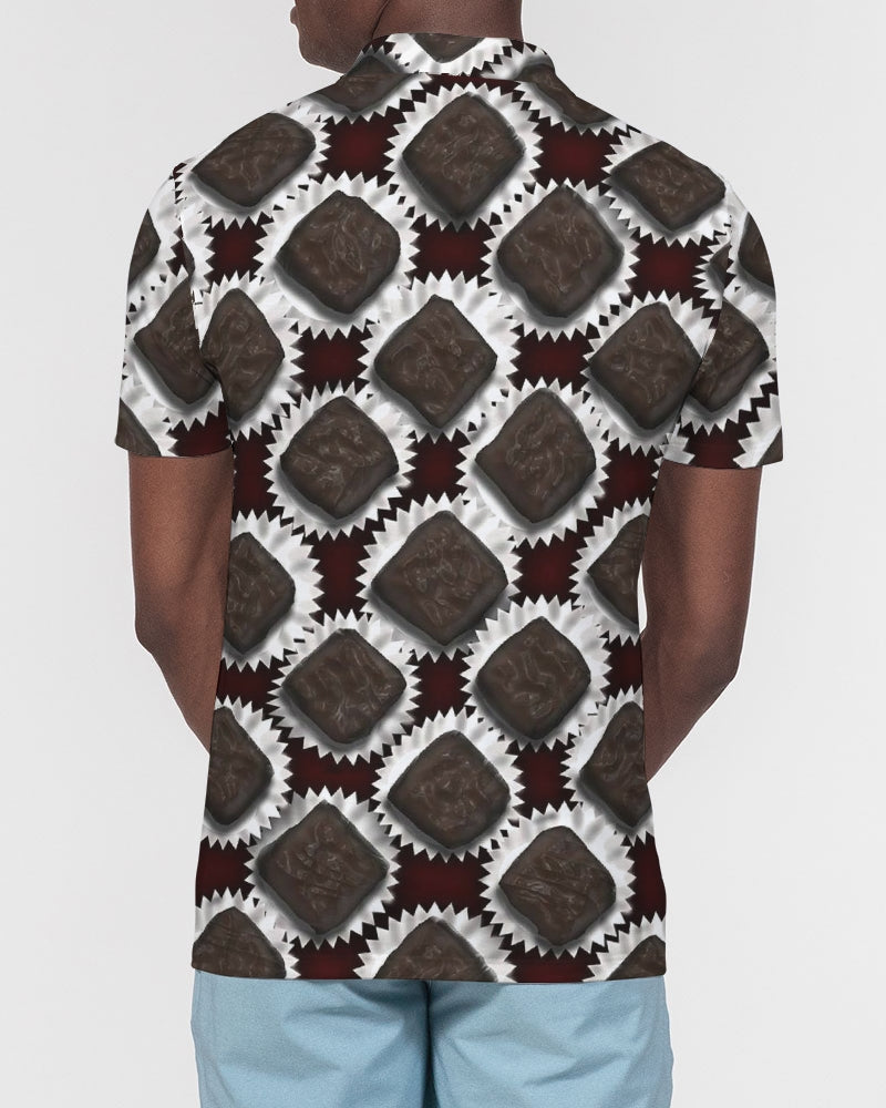 Box of Chocolates Men's All-Over Print Slim Fit Short Sleeve Polo
