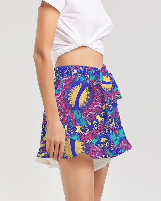 Caribbean Grafitti Women's All-Over Print Ruffle Shorts
