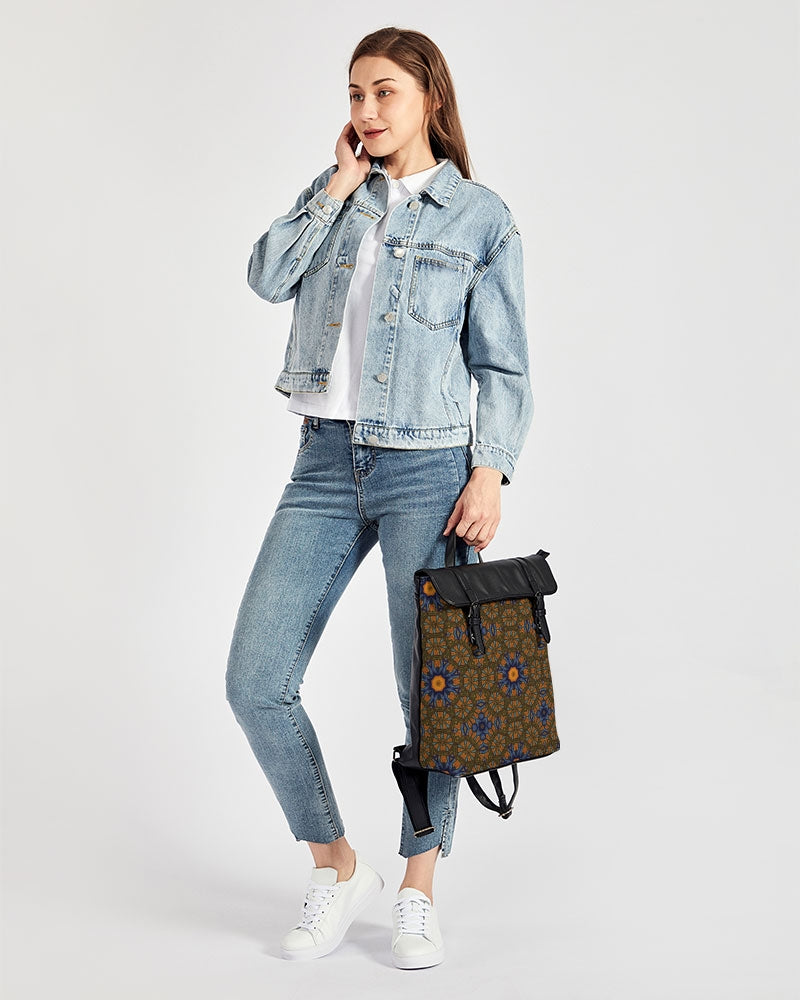 Blue and Yellow Sketch Kaleidoscope Casual Flap Backpack