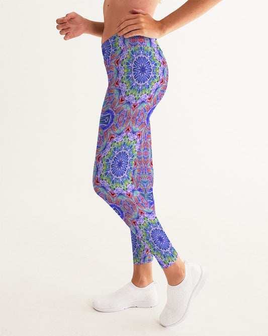 Blue Red Kaleidoscope Women's All-Over Print Yoga Pants