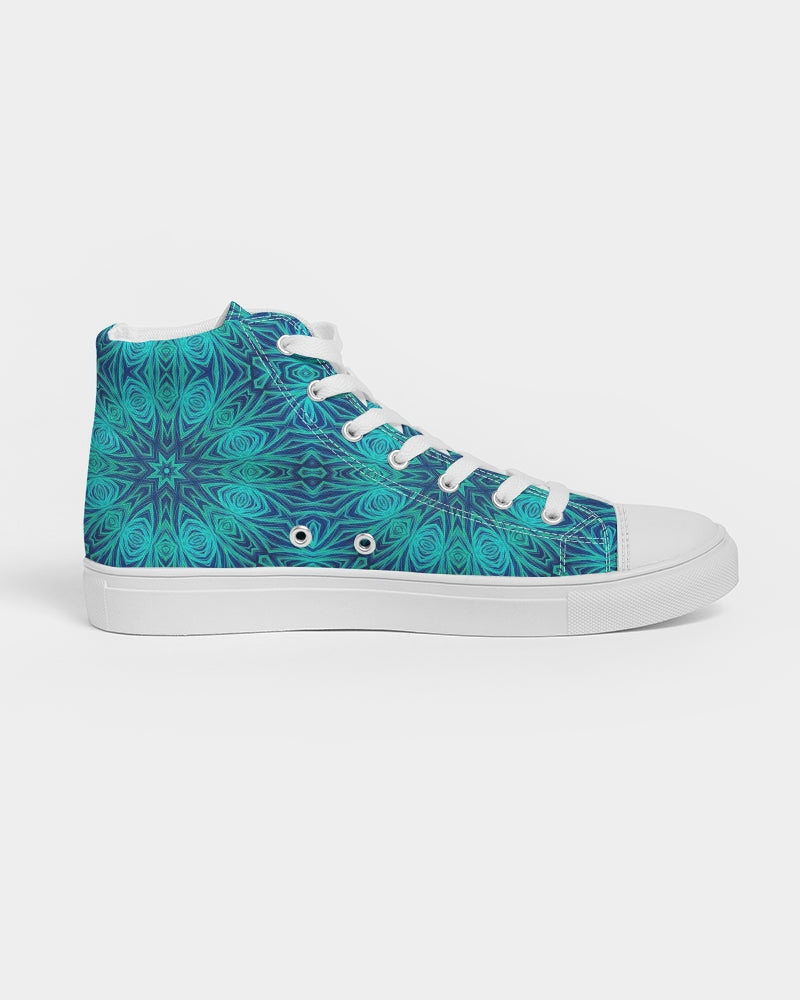 Blue Ice Kaleidoscope Women's Hightop Canvas Shoe
